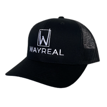 Load image into Gallery viewer, WAYREAL Black Curved Trucker Hat
